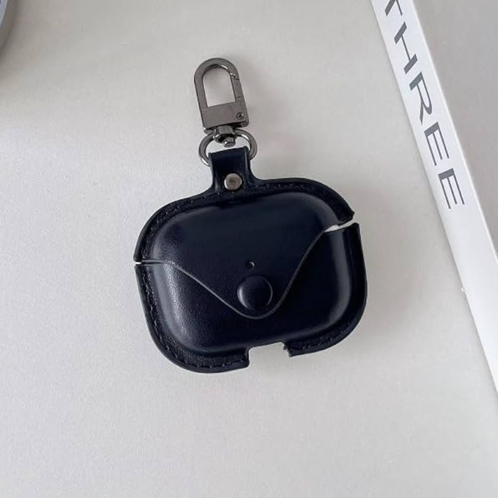 Estuche – Cuero negro duro para AirPods Pro 1 y 2