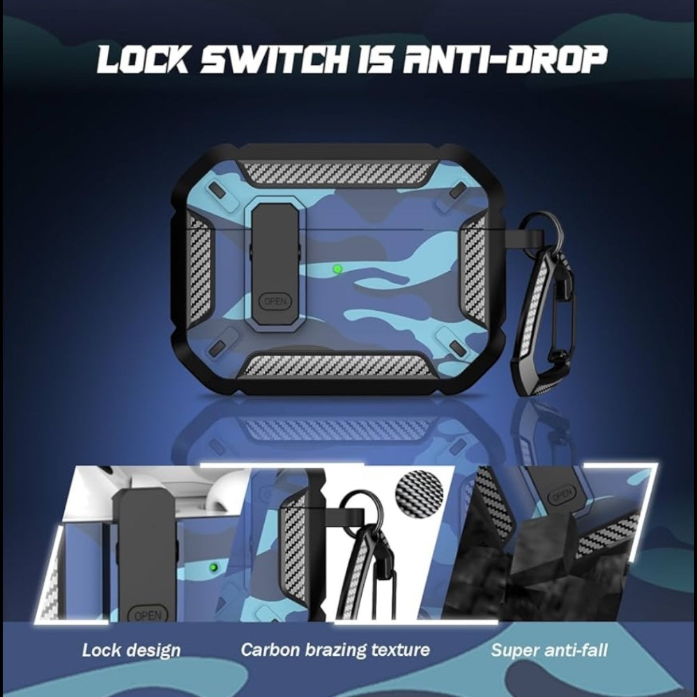 Estuche – Militar case azul antishock para AirPods Pro 1 y 2