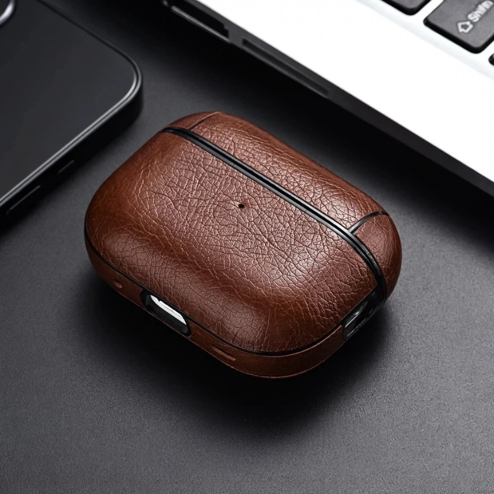 Estuche – Cuero café oscuro para AirPods Pro 1 y 2