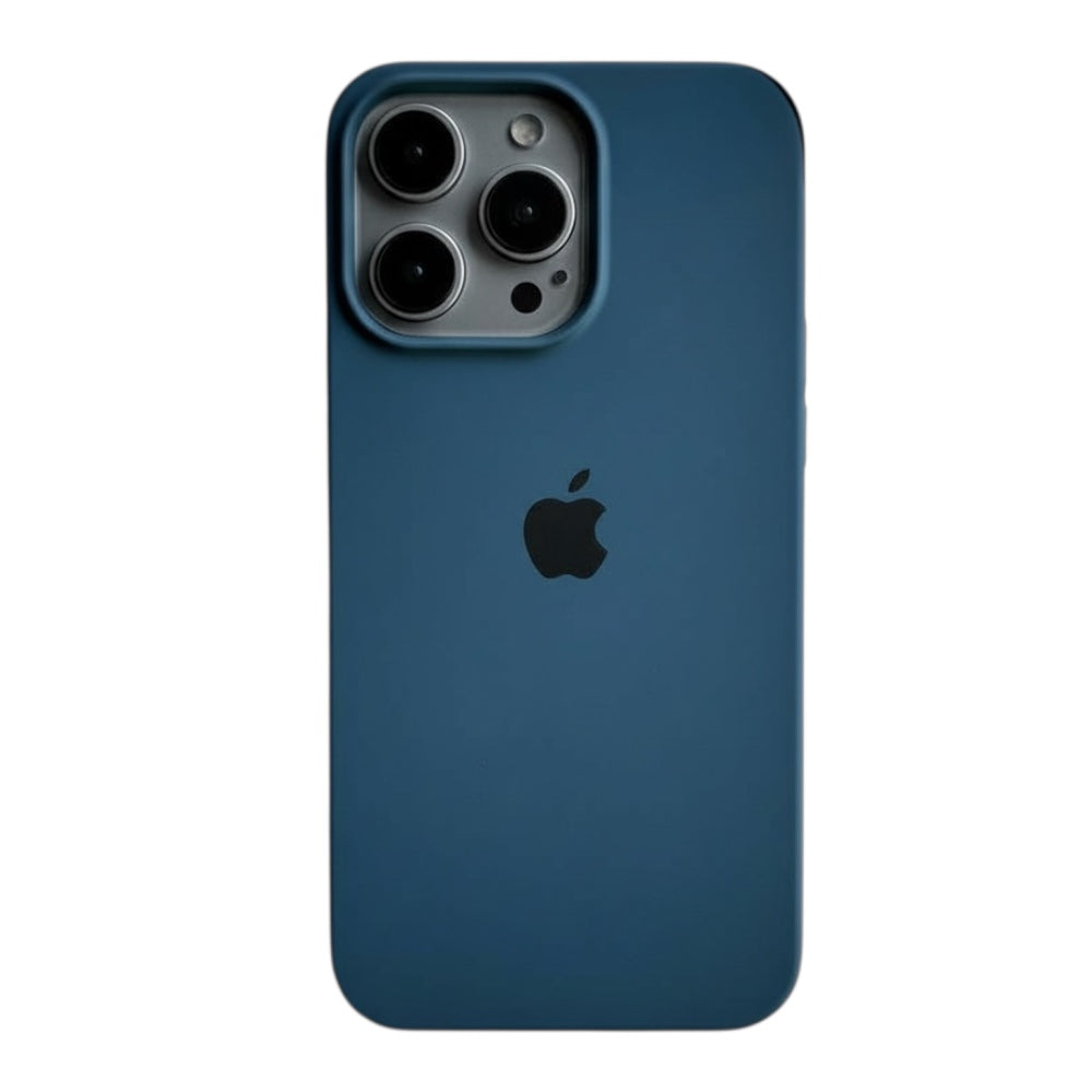 Estuche – Silicona Suave azul marino para iPhone 16 pro