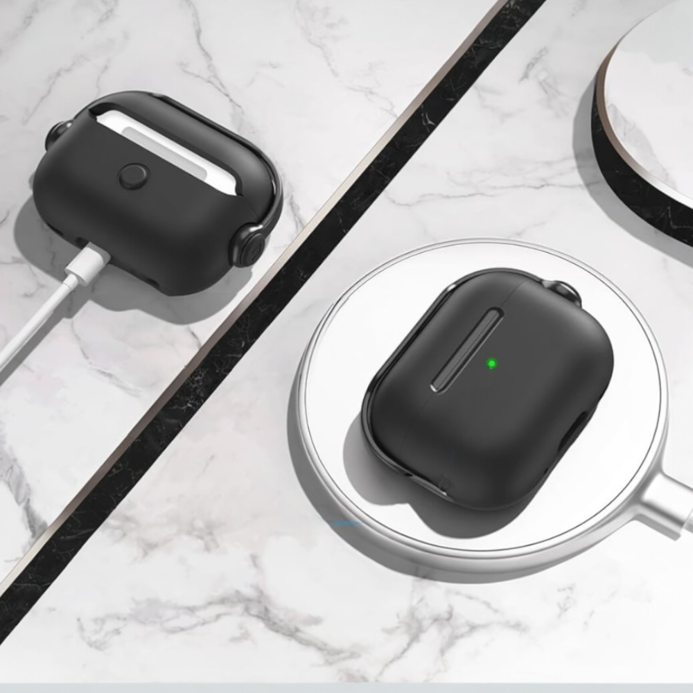 Estuche – Dabuna con simulación audífonos antishock Negro para AirPods Pro 1 y 2