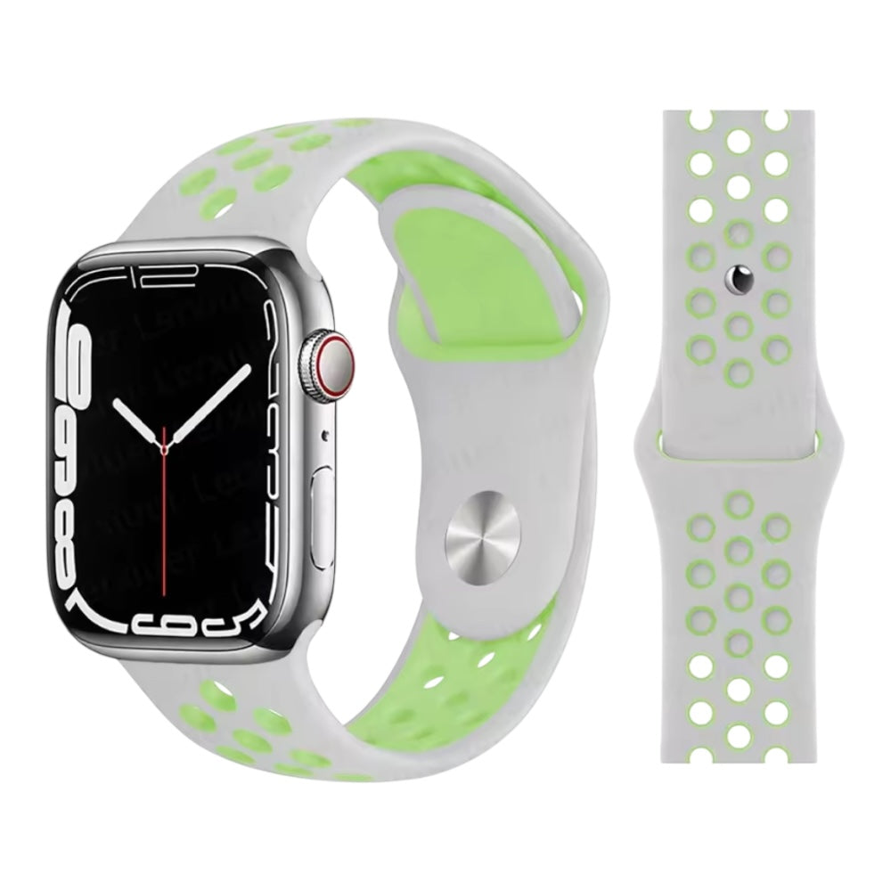 Pulsera - Deportiva gris con agujeros verdes para Apple Watch