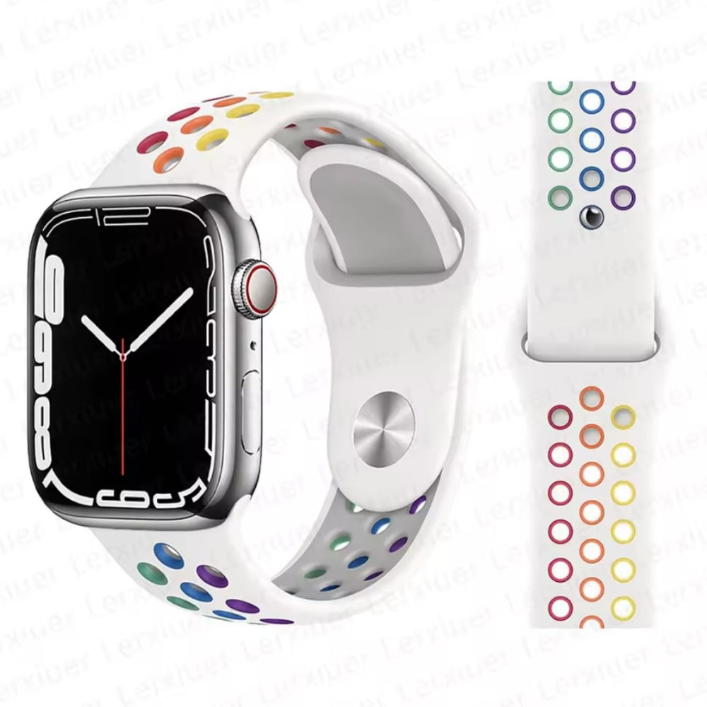Pulsera - Deportiva blanco con agujeros de colores para Apple Watch