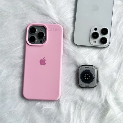 Estuche – Silicona Suave Rosado pastel para iPhone 14 pro
