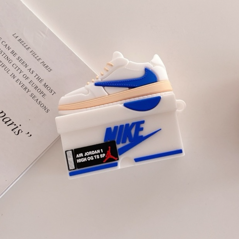 Estuche – Tenis Jordan Blanco y Azul para AirPods Pro 1 y 2