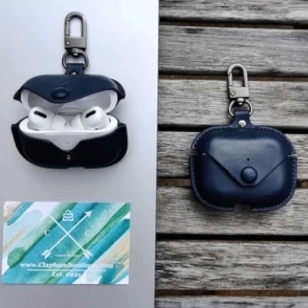 Estuche – Cuero azul para AirPods Pro 1 y 2
