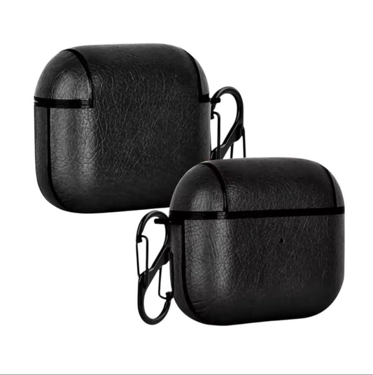 Estuche – Diseño Cuero Negro Elegante para AirPods 1 y 2