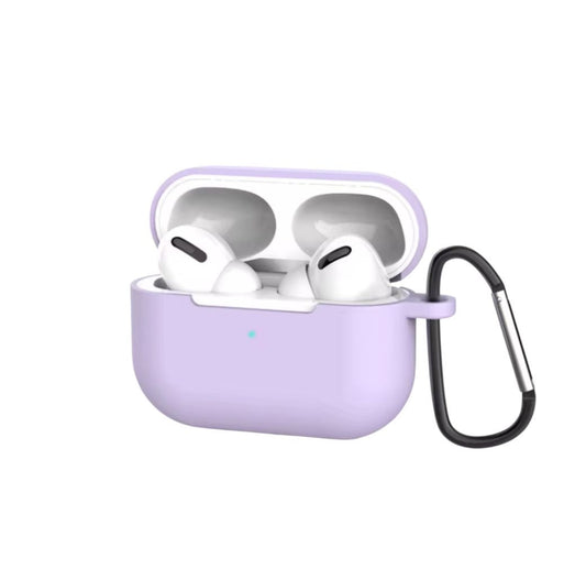 Estuche – Silicona Lila Suave con Gancho para AirPods 1 y 2