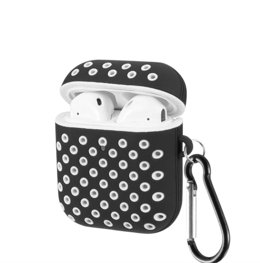 Estuche – Diseño Perforado Negro con Puntos Blancos para AirPods 1 y 2