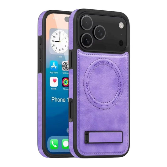 Estuche - Cuero Elegance con Soporte Morado para iPhone 17 Pro