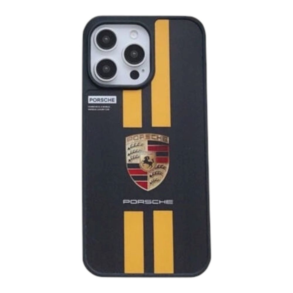 Estuche - Porsche Negro con Amarillo protección antigolpes iPhone 16 Pro Max